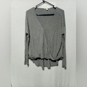 Miami Gray Long Sleeve V-Neck Top
